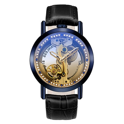 Crystal Mechanical Transparent Leather Watch