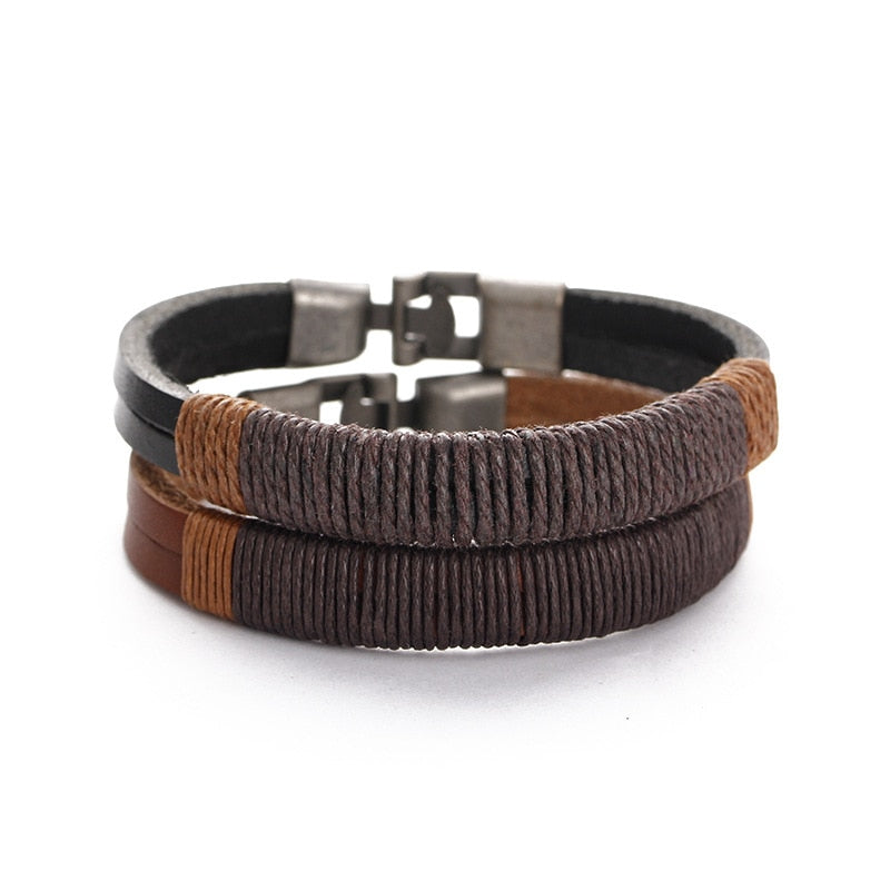 Surfer Leather Men Wristband