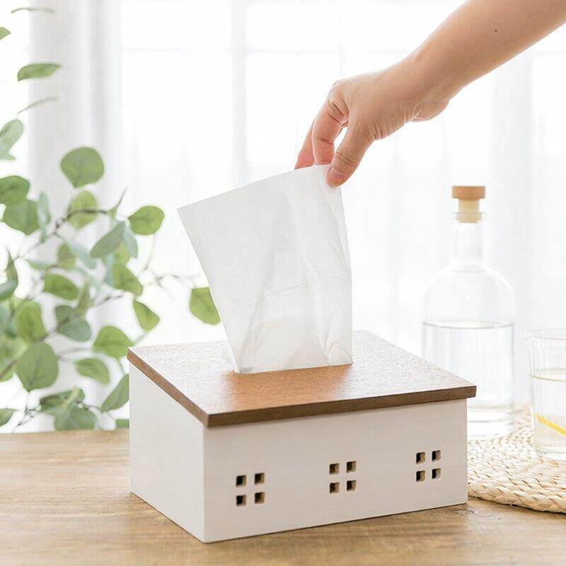 Wooden Nordic House Tissue Box - Image 9
