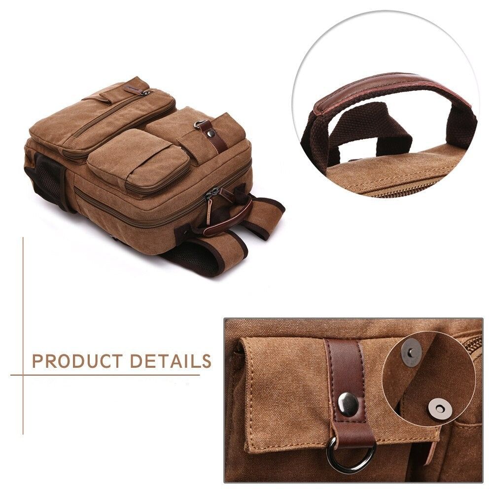bag for men korean travel Men's Large Canvas Laptop Backpack, Black