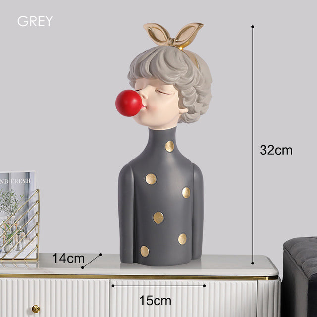 Nordic Bubble Bow-Knot Girl Sculpture Home Decor - Image 5