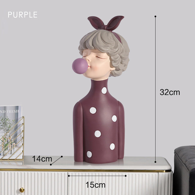 Nordic Bubble Bow-Knot Girl Sculpture Home Decor - Image 6