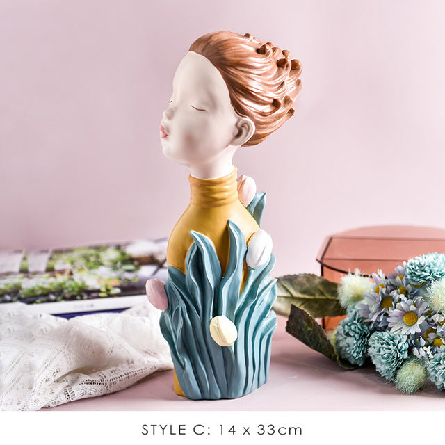 Nordic Bubble Bow-Knot Girl Sculpture Home Decor - Image 9
