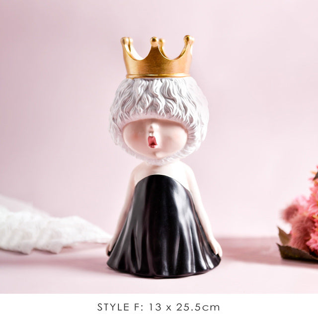 Nordic Bubble Bow-Knot Girl Sculpture Home Decor - Image 2