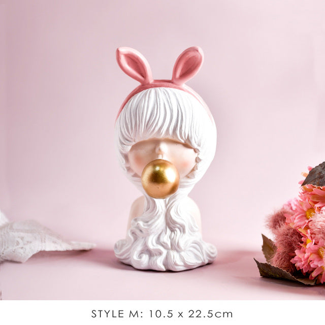 Nordic Bubble Bow-Knot Girl Sculpture Home Decor - Image 4