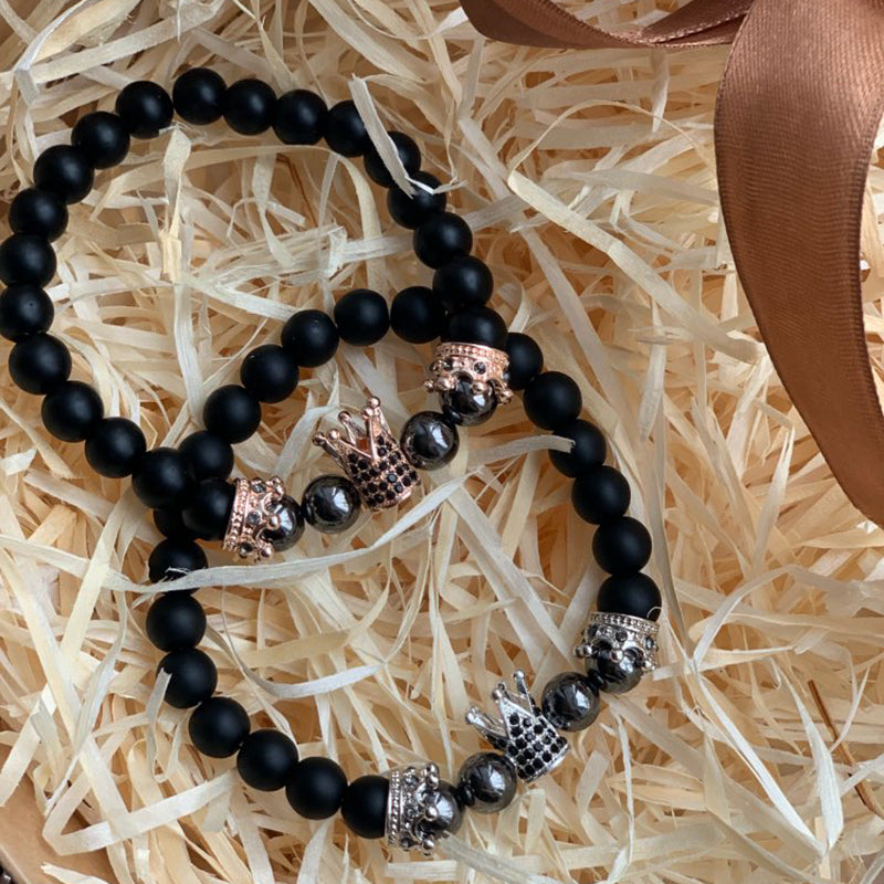 Handmade Natural Stone Beads Crown Bracelet