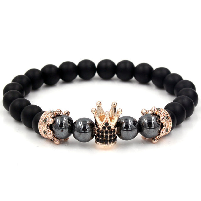 Handmade Natural Stone Beads Crown Bracelet