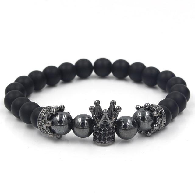 Handmade Natural Stone Beads Crown Bracelet - Image 0