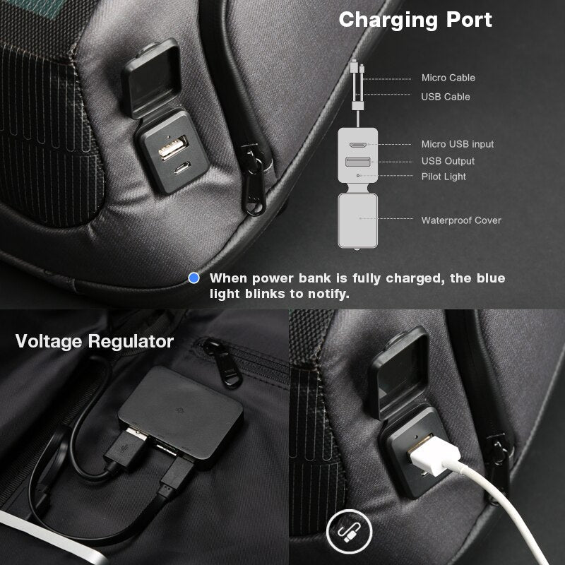 Solar Panel Charging USB Anti-Theft Backpack - Image 3
