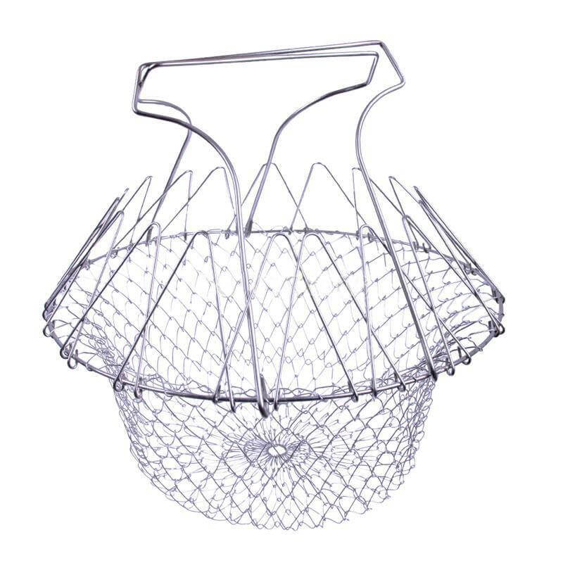 Multifunctional Stainless Steel Folding Deep Fry Drainer Basket - Image 8