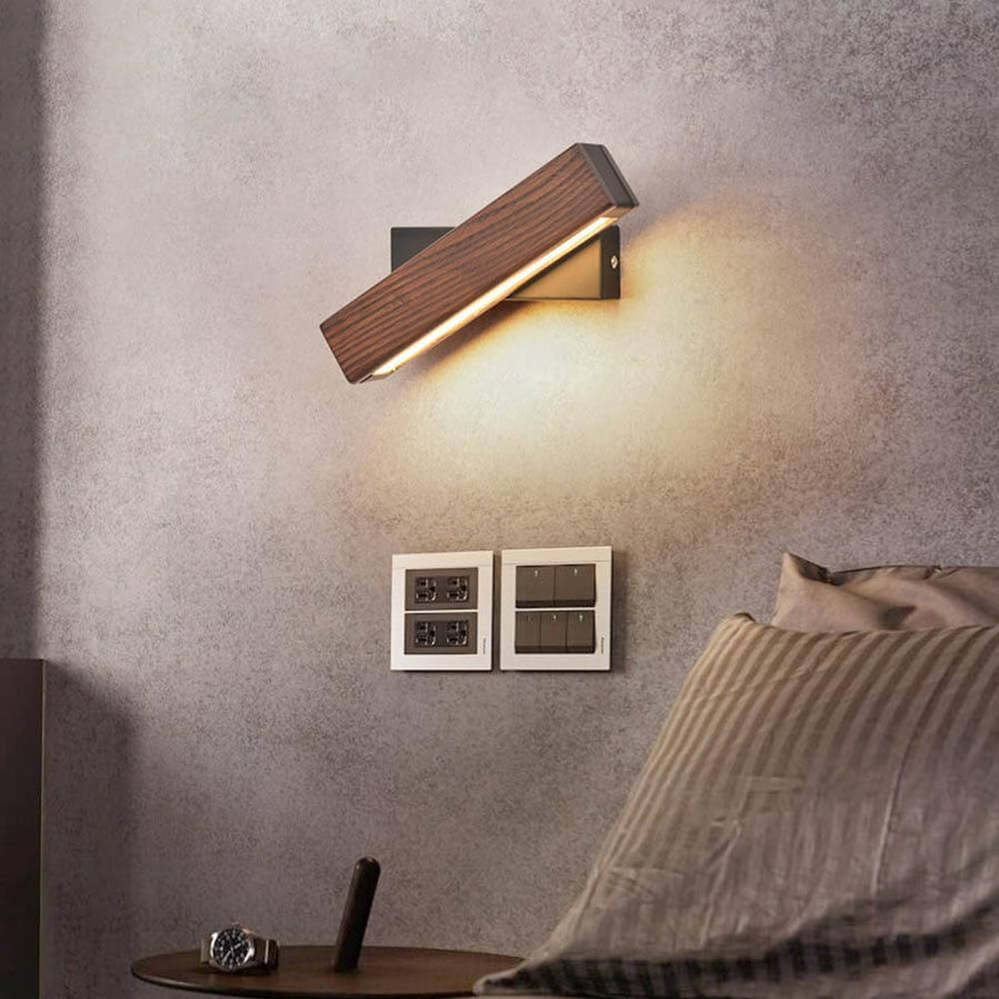 Modern Rotated Nordic Solid Wood Wall LED Lamp - Image 0