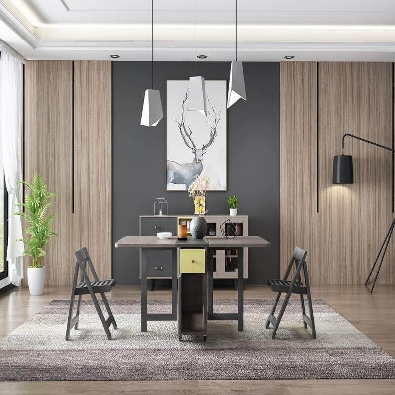 Foldable Elegant Rectangle Dining Table Set - Image 2