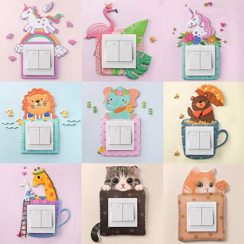 3D Luminous Cartoon Animal Switch Cover Stickers - Image 0