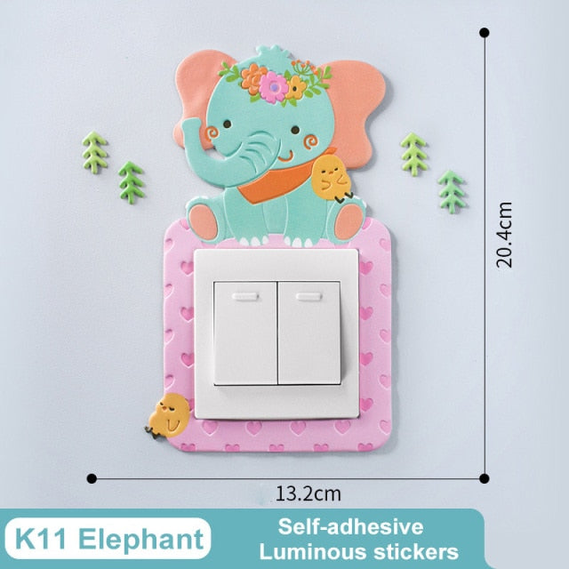 3D Luminous Cartoon Animal Switch Cover Stickers - Image 1
