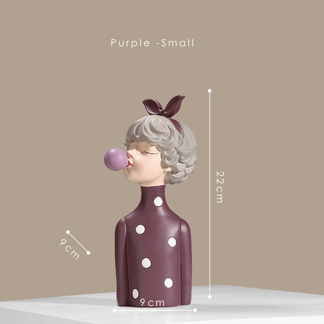 Nordic Bubble Bow-Knot Girl Sculpture Home Decor - Image 13