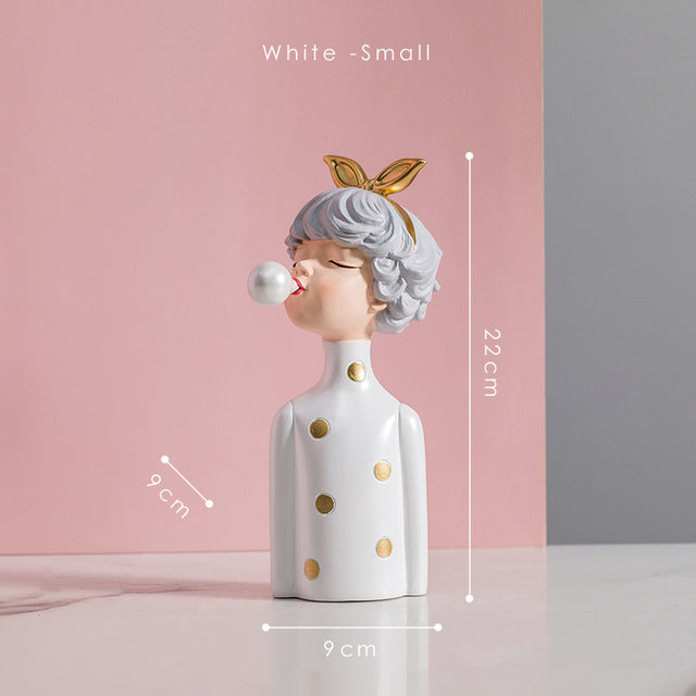 Nordic Bubble Bow-Knot Girl Sculpture Home Decor - Image 11
