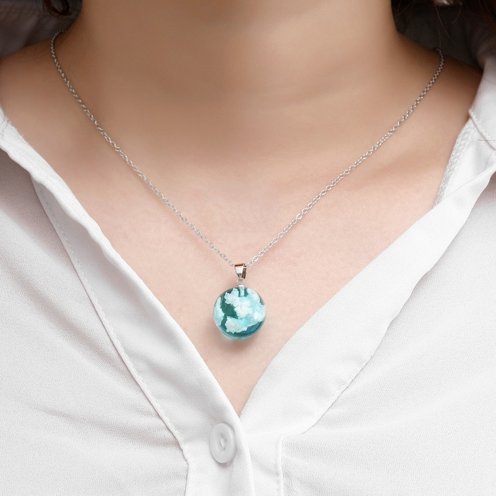 Blue Sky Love Moon Necklace