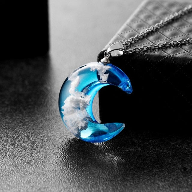 Blue Sky Love Moon Necklace