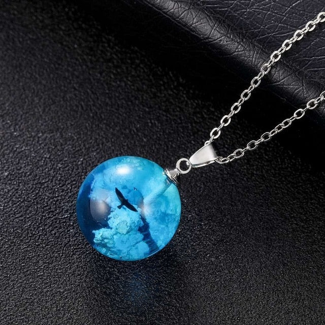 Blue Sky Love Moon Necklace