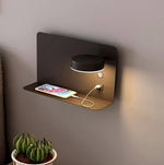 Pragmatism LED Wall Lamp Shelf with USB Phone Charger - MaviGadget