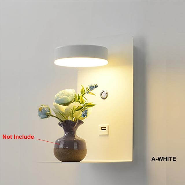 Pragmatism LED Wall Lamp Shelf with USB Phone Charger - Image 1