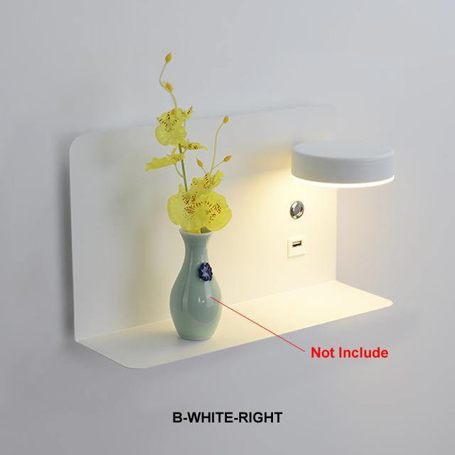 Pragmatism LED Wall Lamp Shelf with USB Phone Charger - MaviGadget