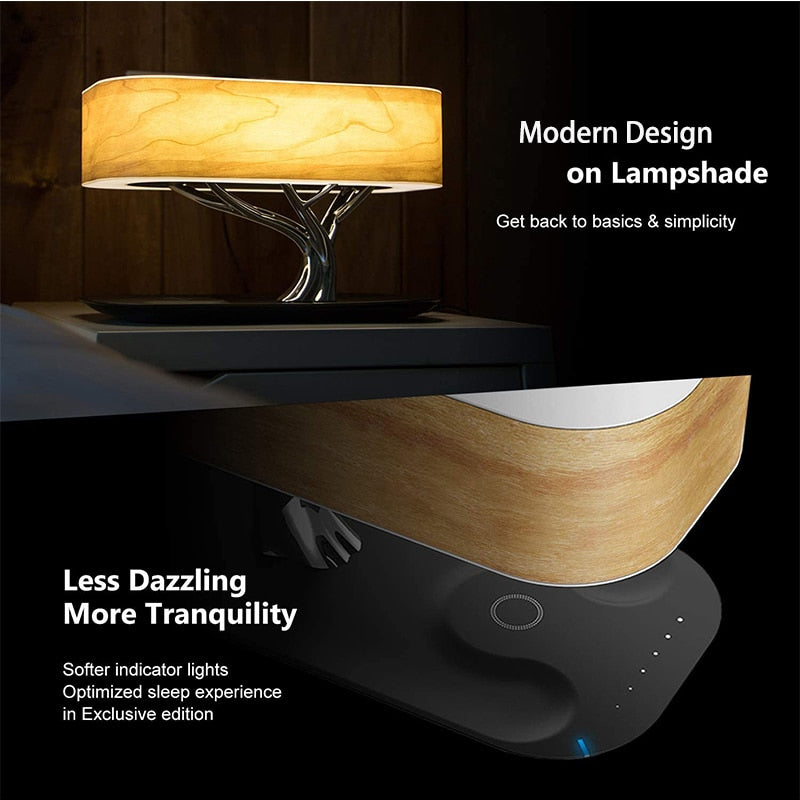 Japanese Style Dimmable Bluetooth Speaker Wireless Charger Desk Lamp