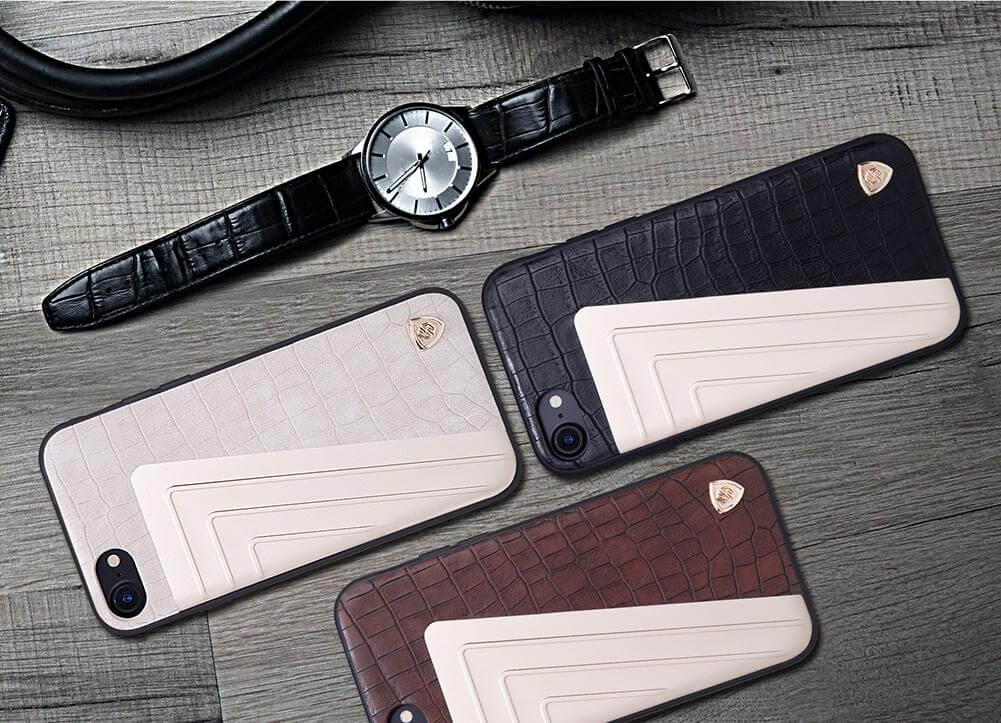 Leather+Aluminum+Soft Hybrid Back Cover Iphone Cases