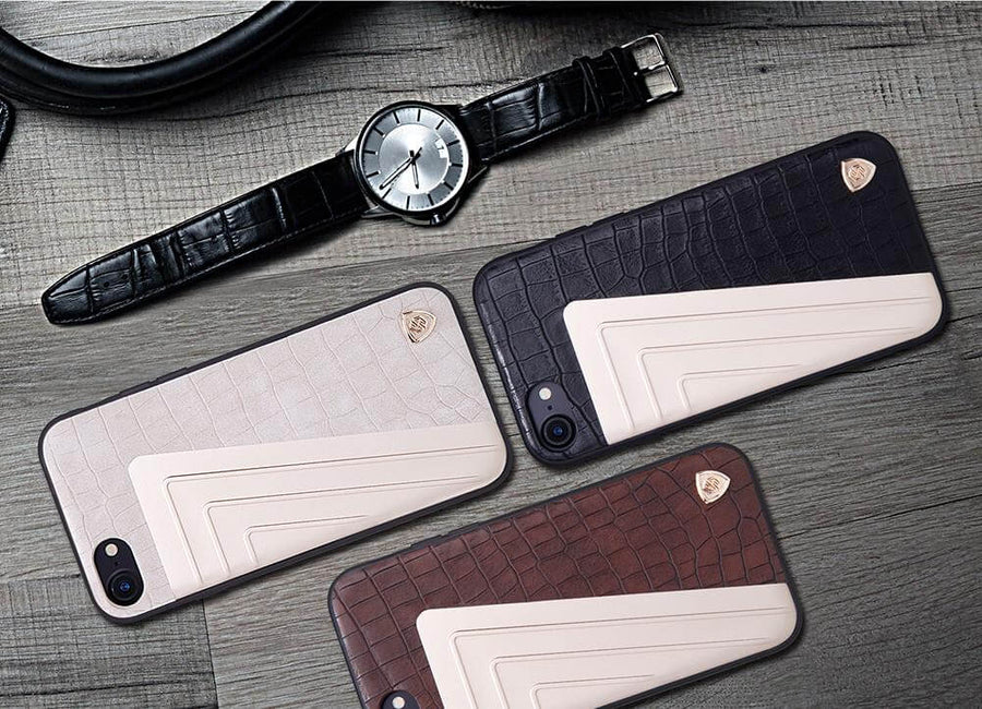 Leather+Aluminum+Soft Hybrid Back Cover Iphone Cases - Image 0