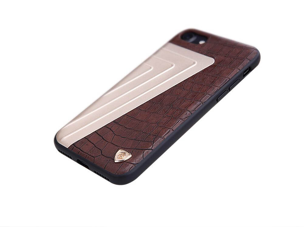 Leather+Aluminum+Soft Hybrid Back Cover Iphone Cases