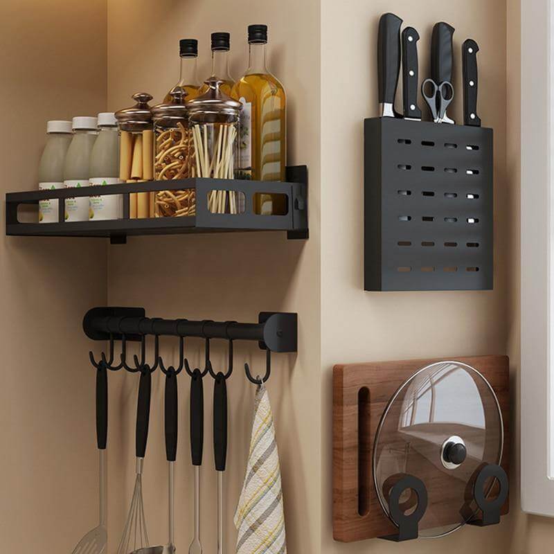 Mat Black No Drill Metal Kitchen Storage - MaviGadget