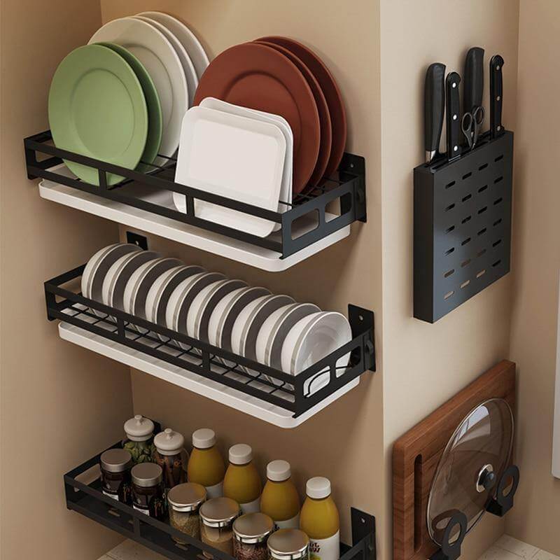 Mat Black No Drill Metal Kitchen Storage - MaviGadget