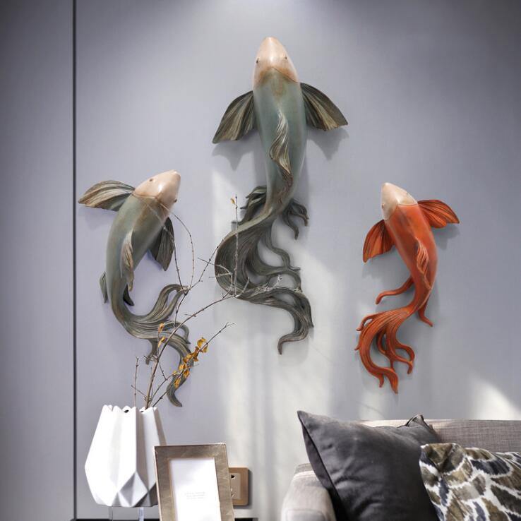 Modern Fengshui Resin 3D Wall Sticker Fish - Image 0