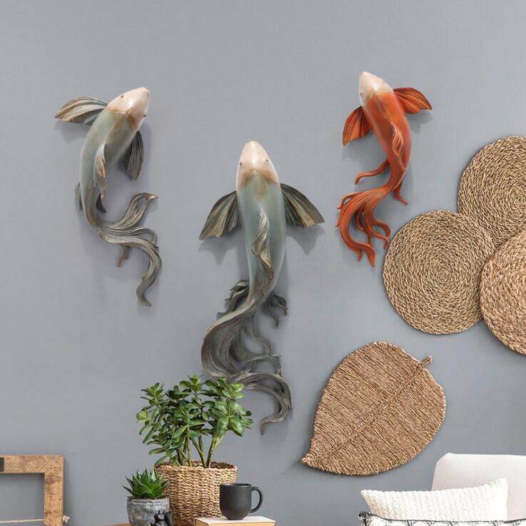 Modern Fengshui Resin 3D Wall Sticker Fish - MaviGadget