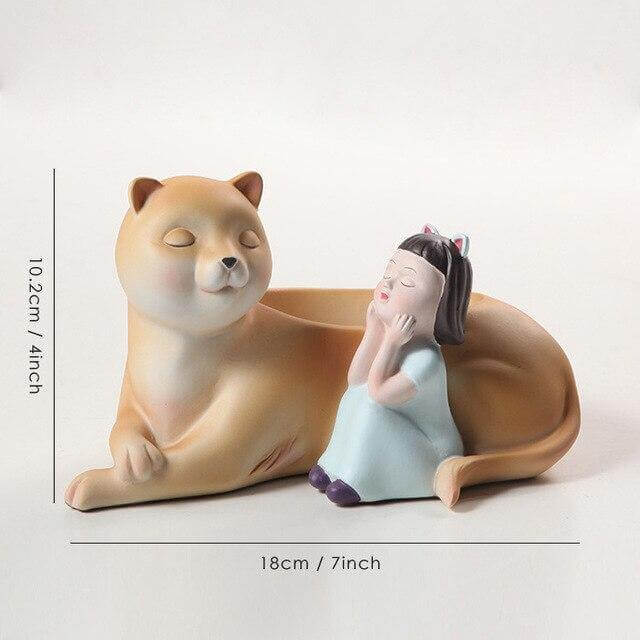 Nordic Fairy Girl With Lion Figurines - Image 3