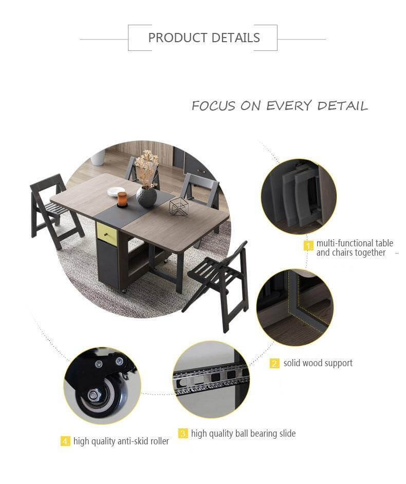 Foldable Elegant Rectangle Dining Table Set - Image 4