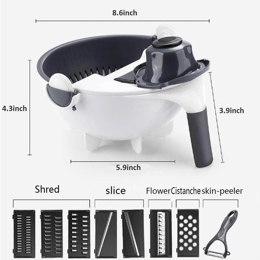Multifunctional Rotate Vegetable Cutter With Drain Basket - Image 1