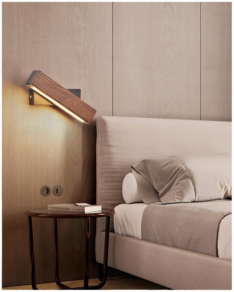 Modern Rotated Nordic Solid Wood Wall LED Lamp - Image 2