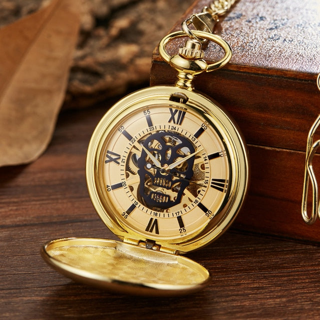 Retro Elegant Fire Black Pocket Watch