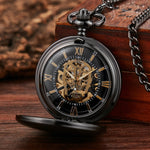 Retro Elegant Fire Black Pocket Watch