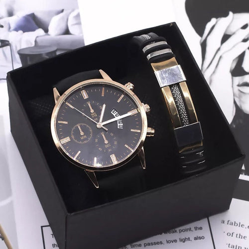 Elegant Watch Leather Bracelet Gift Set - Image 0