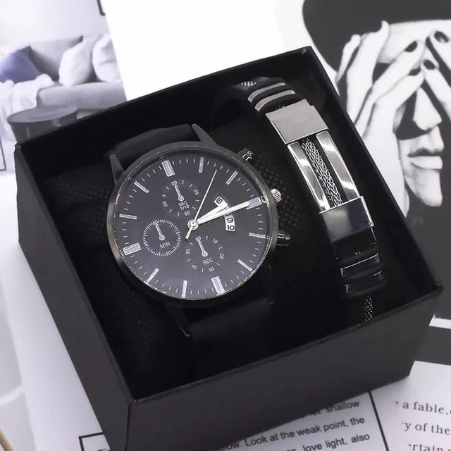 Elegant Watch Leather Bracelet Gift Set - Image 5