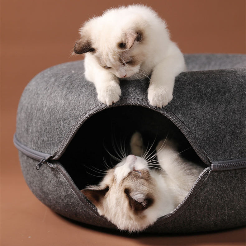 Donut Natural Felt Pet Cave Bed