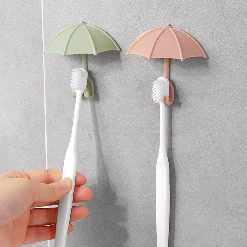 3pcs Set Cute Umbrella Toothbrush Hook