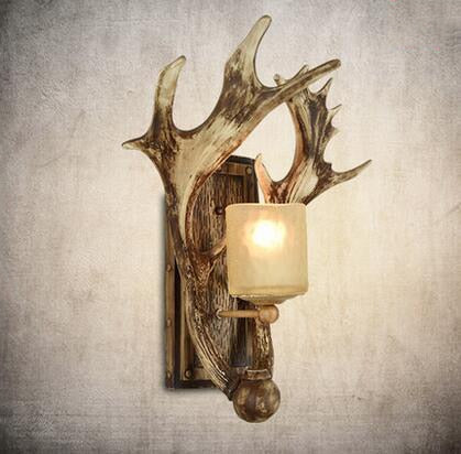 Antique Antler Wooden Wall Light