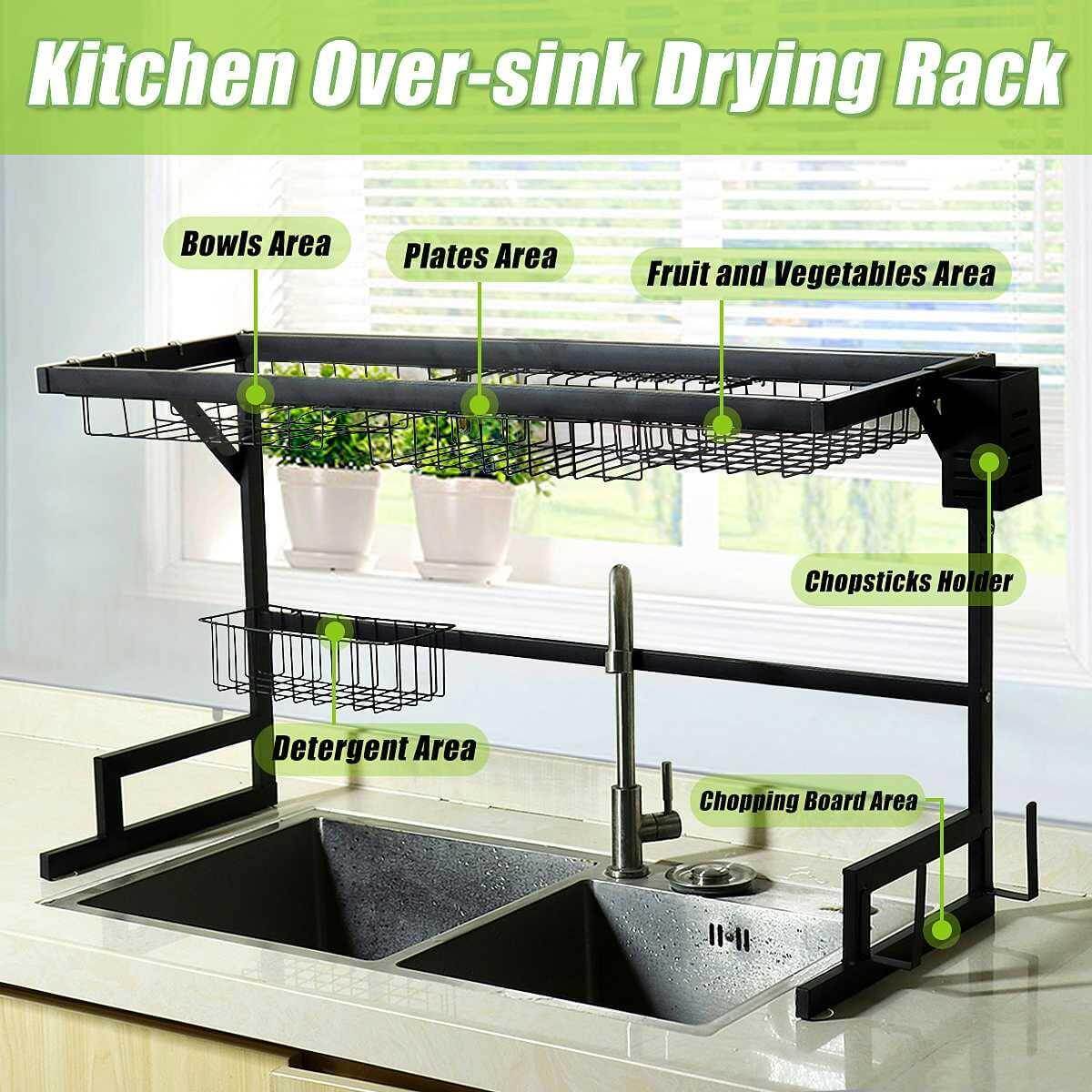 Stainless Steel Over-Sink Dish Rack Organizer