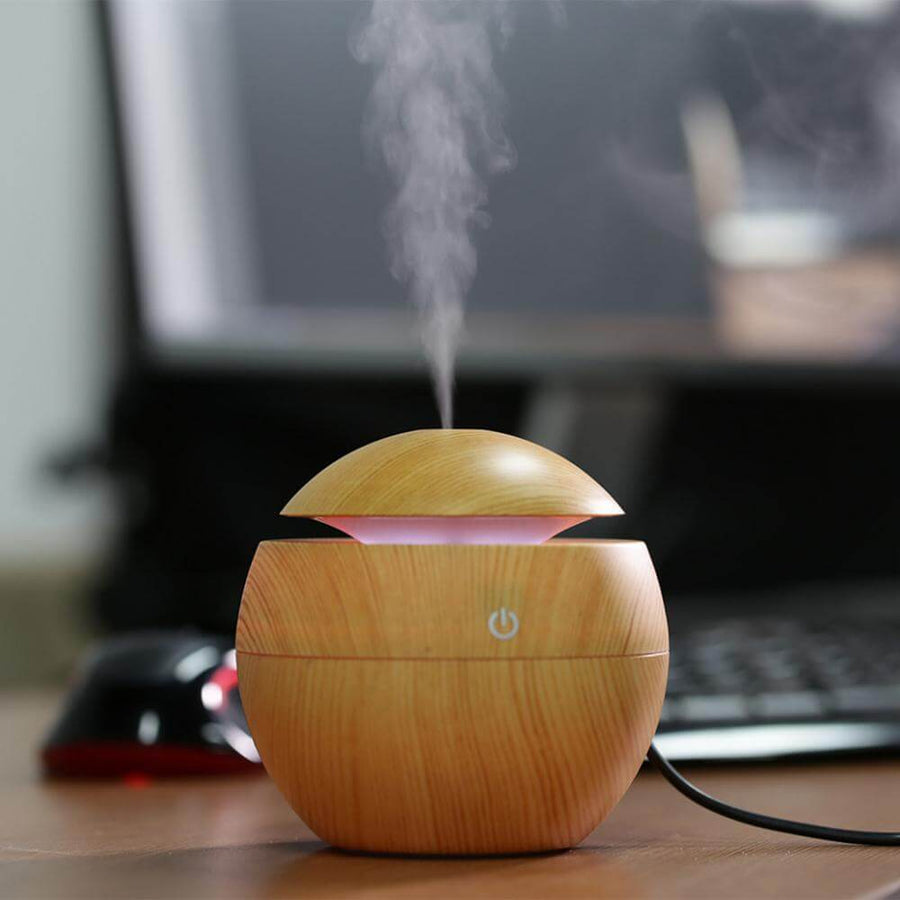 Mini Portable USB Wooden Aromatherapy Air Humidifier - Image 0