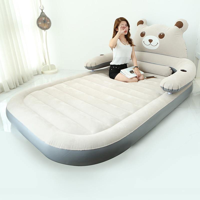 Cartoon Bear Comfy Inflatable Bed with Backrest