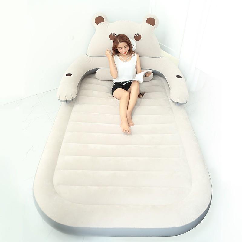 Cartoon Bear Comfy Inflatable Bed with Backrest