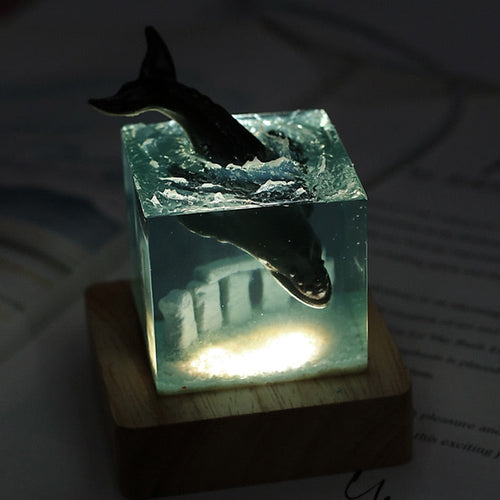 Luminous Ocean Whale Modern Resin Figurine - Image 0